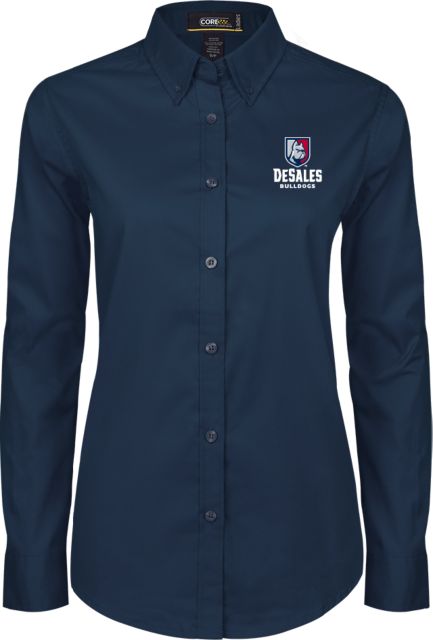DeSales Ladies Twill Button Down Long Sleeve Primary Logo - ONLINE ONLY