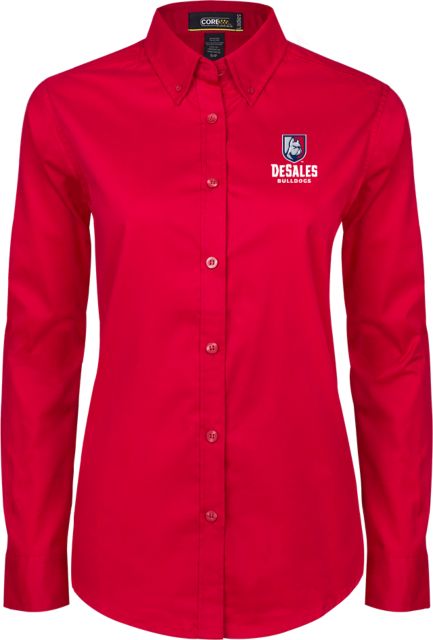 DeSales Ladies Twill Button Down Long Sleeve Primary Logo - ONLINE ONLY