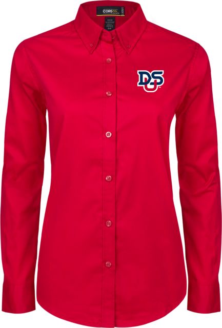 DeSales Ladies Twill Button Down Long Sleeve DSU Ligature - ONLINE ONLY