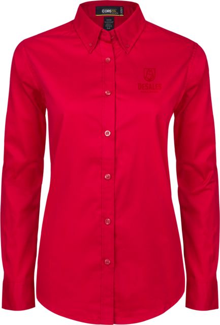DeSales Ladies Twill Button Down Long Sleeve Primary Logo - ONLINE ONLY