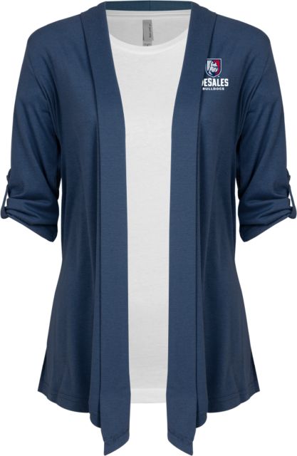 DeSales Ladies Drape Front Cardigan Primary Logo - ONLINE ONLY
